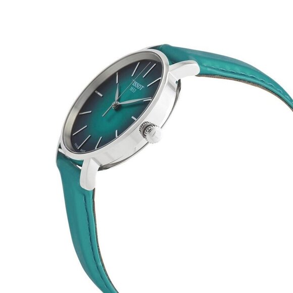 NWT Authentic Tissot Everytime Lady Quartz Turquoise Dial Watch - Picture 2 of 3